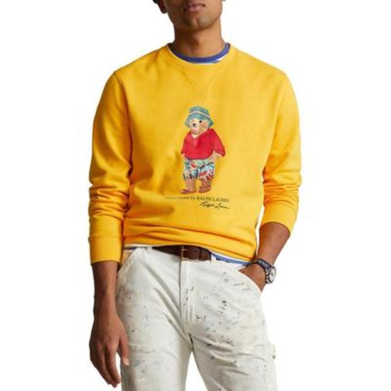 Polo Ralph Lauren Men's Polo Bear Fleece Sweatshirt Medium Yellow Bear