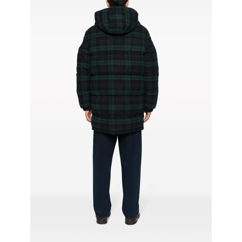 Polo Ralph Lauren Mens Plaid Hooded Down Parka Coat XL Blue Green Blackwatch