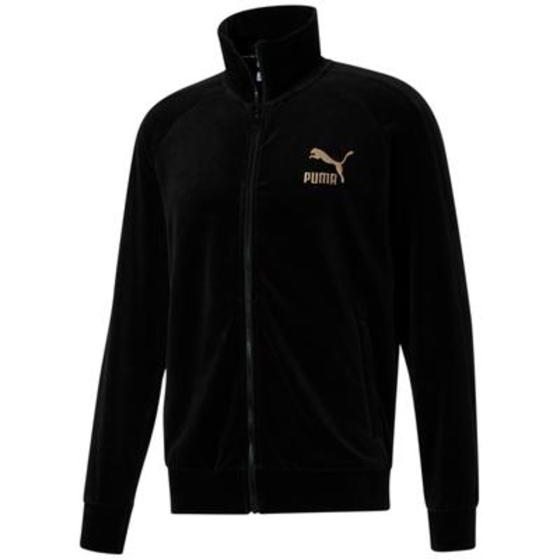 Puma Men's Forever Better Zip Front Velour Track Jacket Sweatshirt  Black Small