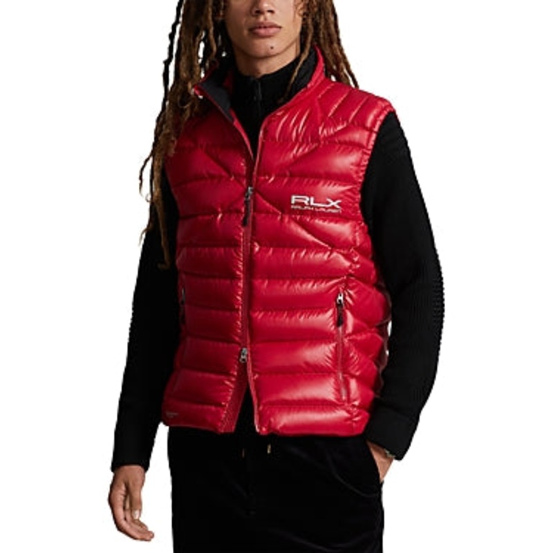 RLX  Polo Ralph Lauren Mens Water Repellent Packable Down Vest Medium Red