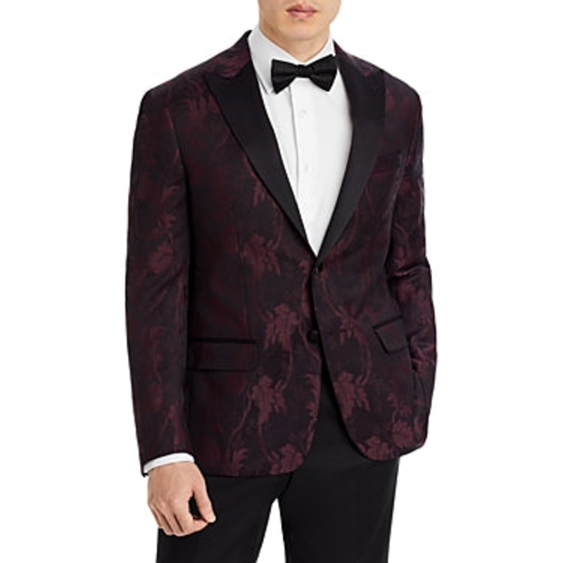 Robert Graham Floral Jacquard Modern Fit Sport Coat Blazer Red Black   38R