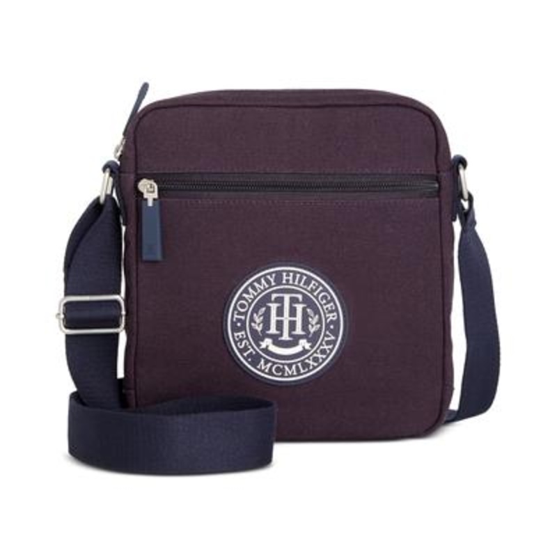 Tommy Hilfiger Men's Sean Canvas Logo Reporter Bag Tommy Navy Blue