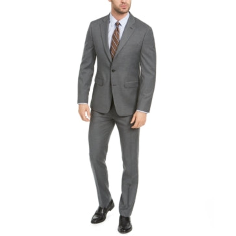 Van Heusen Men's Flex Slim Fit Suit 46L / 39 x 33 Grey Flat Pant