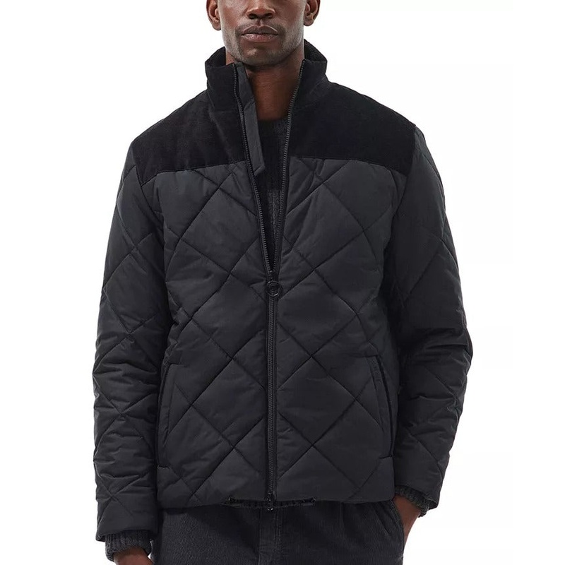 Barbour Men's Elmwood Box Quilted Full-Zip Jacket Small Black