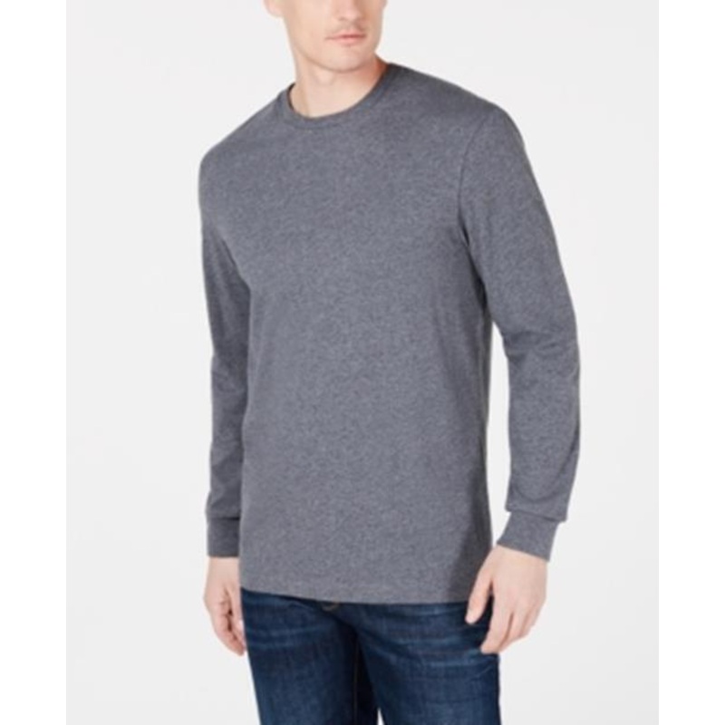 Club Room Mens Long Sleeve T-Shirt Charcoal Heather Small