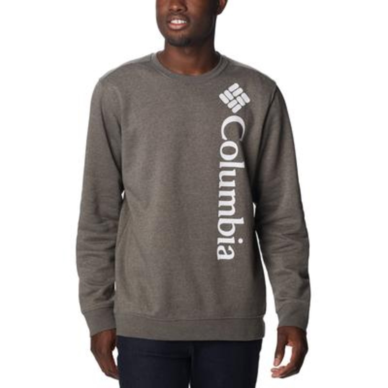 Columbia Men's Vertical Logo Trek Crewneck Sweatshirt Charcoal Heather Grey XL
