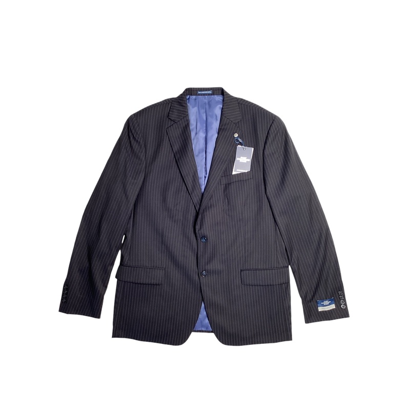 Hart Schaffner Marx Mens New York Stripe Classic Fit Suit 46L / 40W Navy Blue