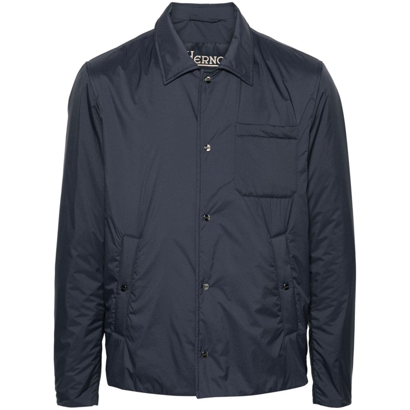 Herno Mens Snap Front Shirt Jacket Size EU 52 US 42 Large Navy Blue