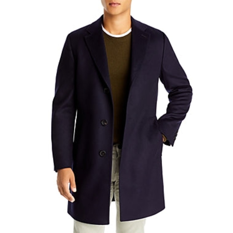 Hugo Boss Jared Wool & Cashmere Regular Fit Top Cot 40R Navy Blue Overcoat