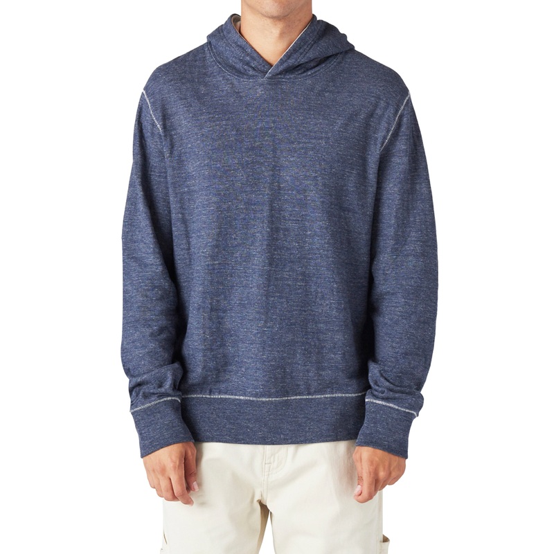 Lucky Brand Men's Classic Duofold Hooded Sweatshirt Navy Blue Large