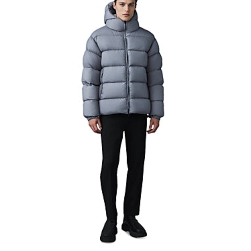 Mackage Adelmo-Lc Nylon Quilted Hooded Down Jacket Size 42 / Large Grey