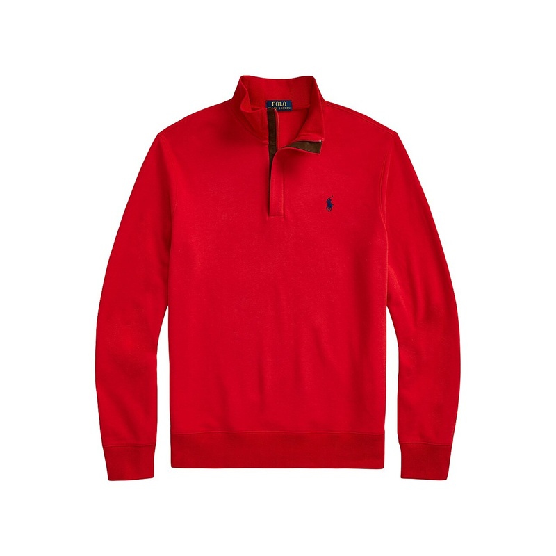 Polo Ralph Lauren Luxury Jersey Quarter-Zip Pullover Sweater Large Red