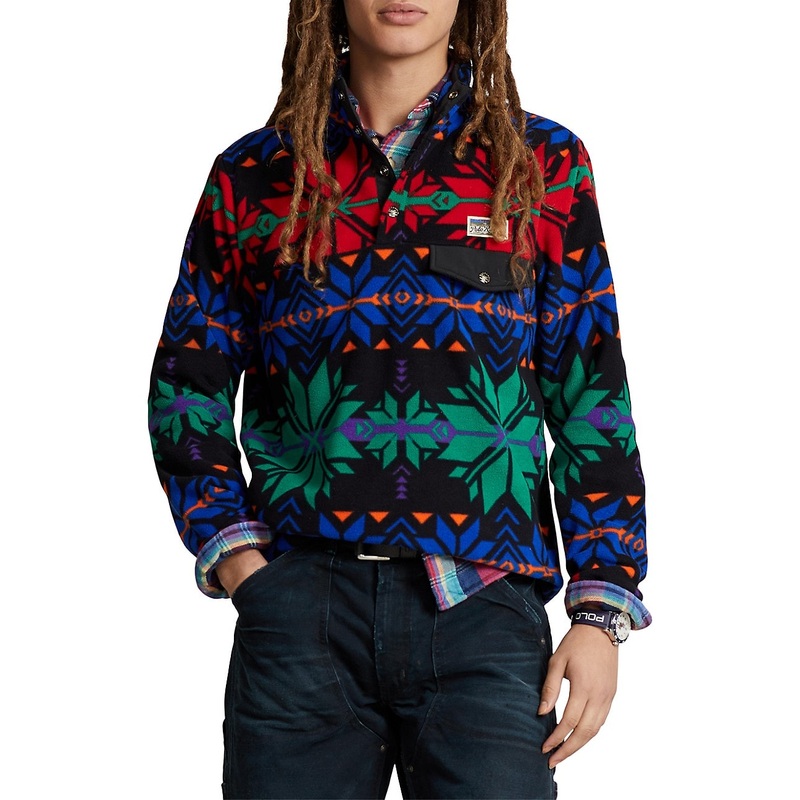Polo Ralph Lauren Men's Snowflake Brushed Fleece Pullover Sweatshirt Blue  2XL