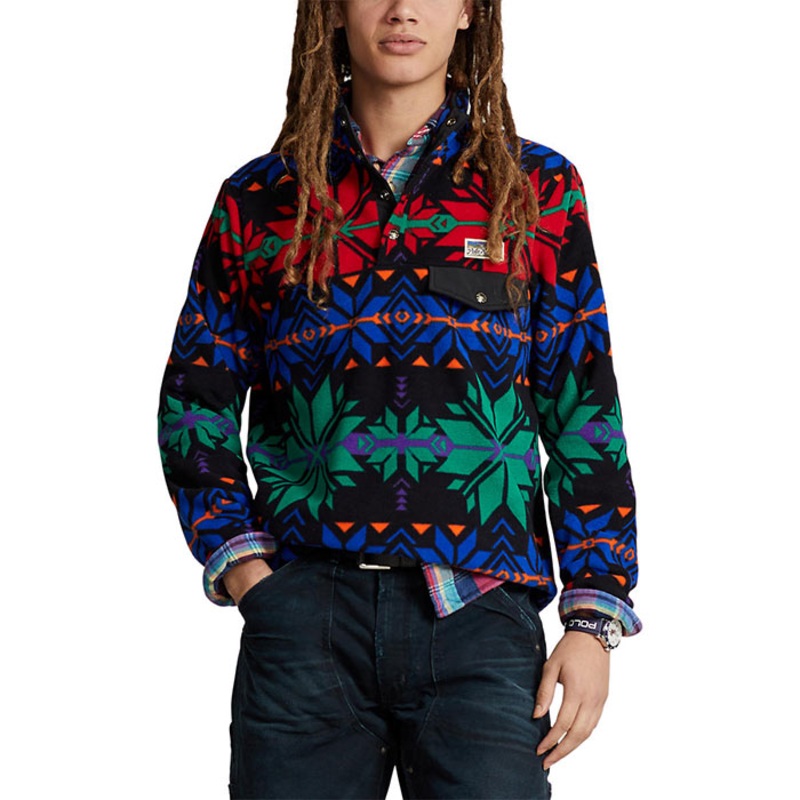 Polo Ralph Lauren Men's Snowflake Brushed Fleece Pullover Sweatshirt Blue Large