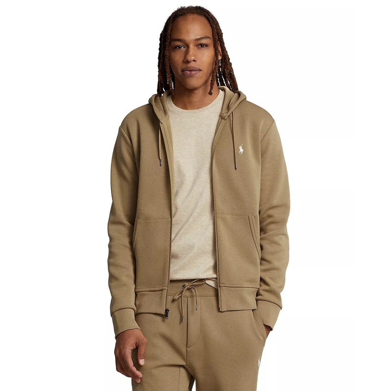Polo Ralph Lauren Men's Tech Fleece Full Zip Hoodie Sweatshirt Brown Medium