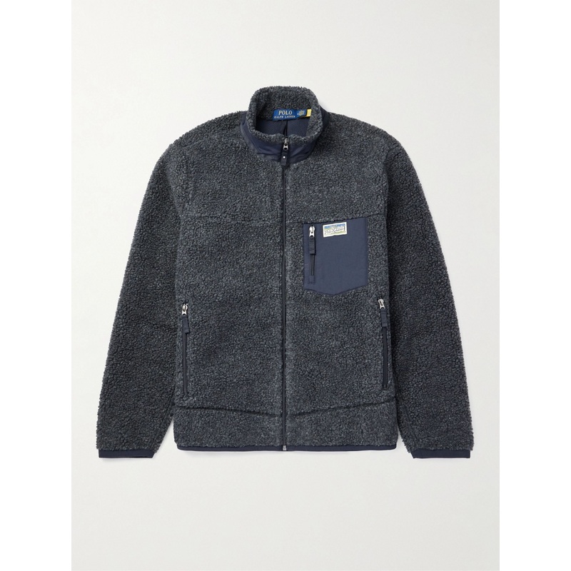 POLO RALPH LAUREN Mens Shell-Trimmed Heavy Fleece Jacket Large Grey