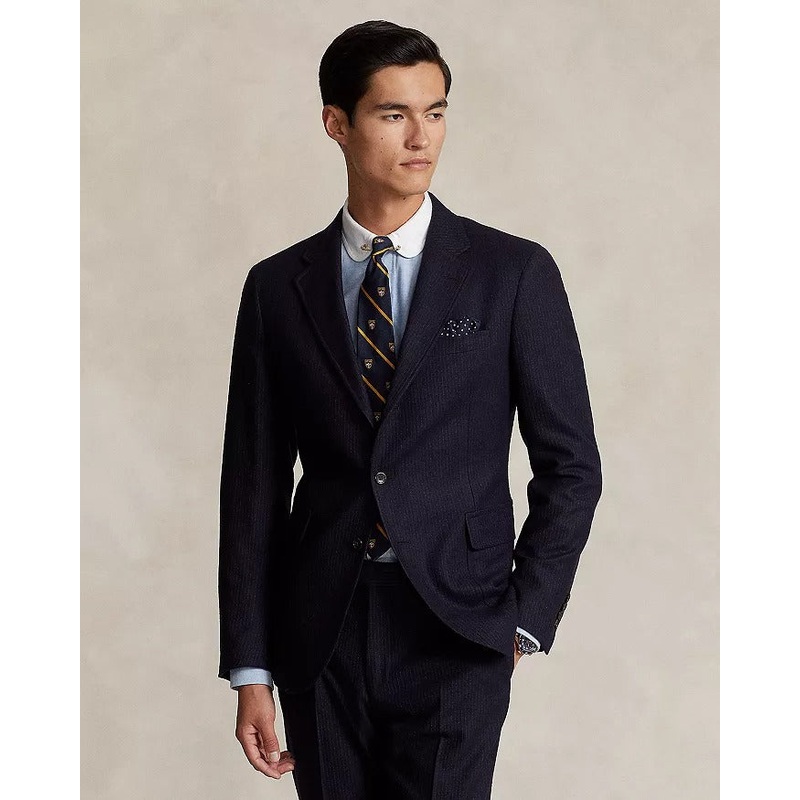 Polo Ralph Lauren Narrow Pinstripe Wool Twill Trim Fit Suit 42R / 36W Navy Blue