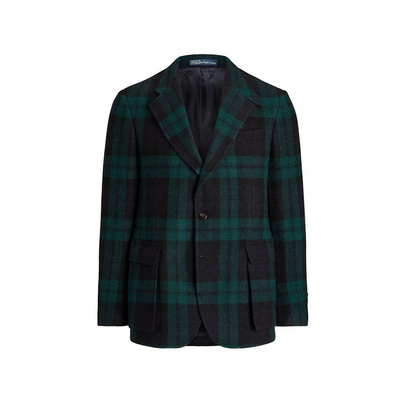 Polo Ralph Lauren RL67 Trim Fit Plaid Tweed Wool Blazer 40R Blackwatch Green