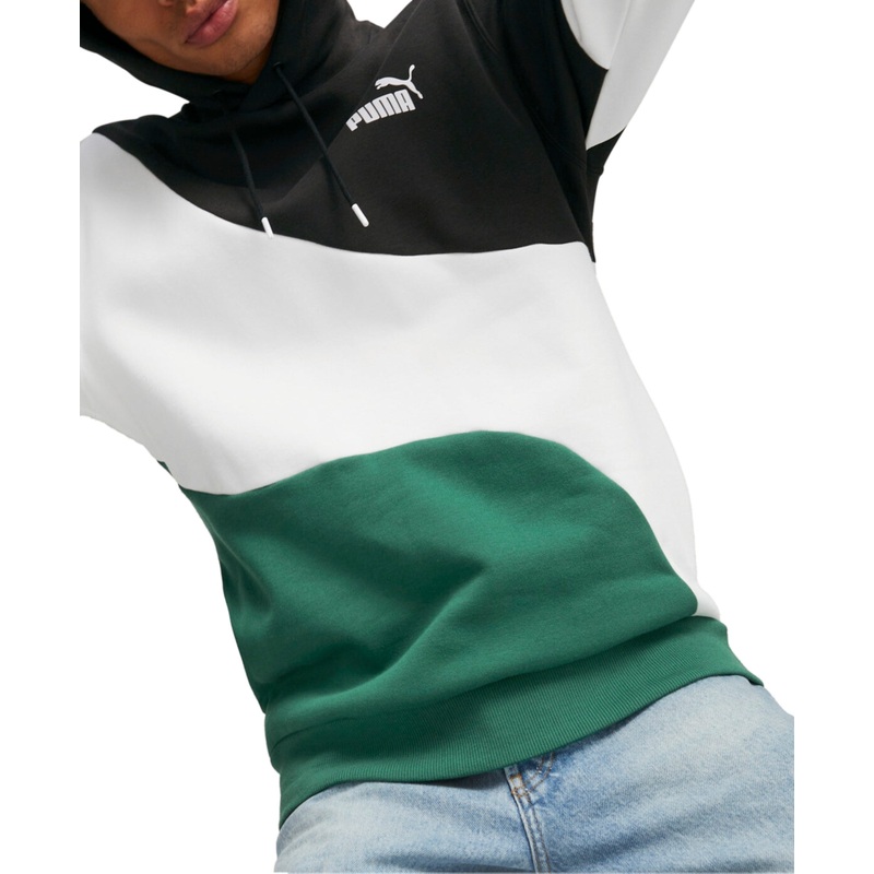Puma Men's Power Cat Colorblocked Logo-Print Fleece Hoodie Sweatshirt XL Green