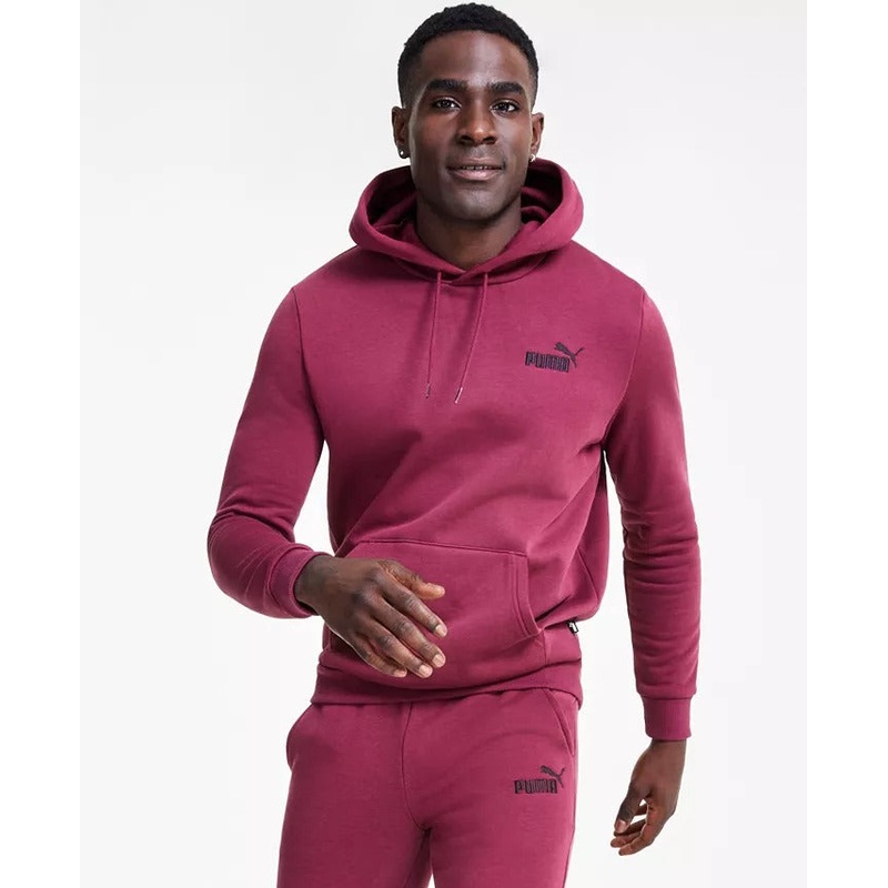 PUMA Mens Essentials Embroidery Logo Hoodie Sweatshirt Medium Maroon Red
