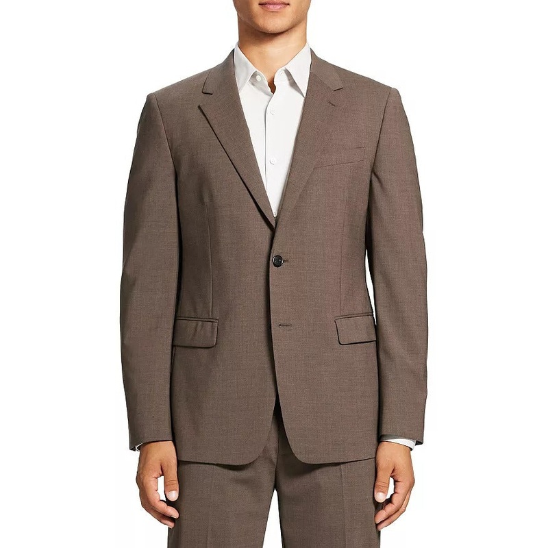 Theory Mens Chambers Slim Fit Suit Jacket 38S Brown Wool Stretch