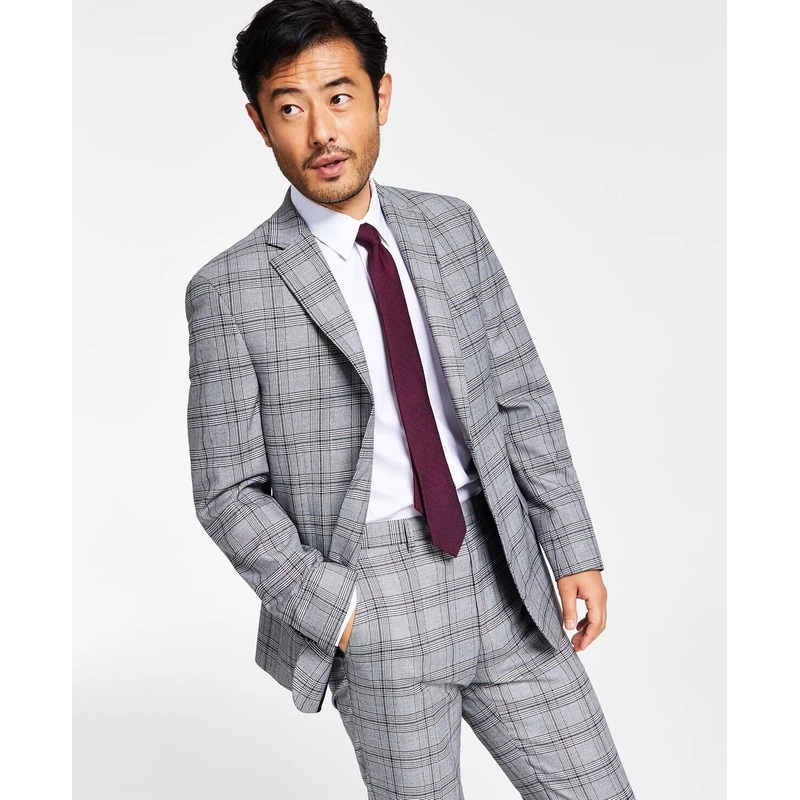 ALFANI Men's Slim-Fit Black & White Pattern Suit Jacket 38R
