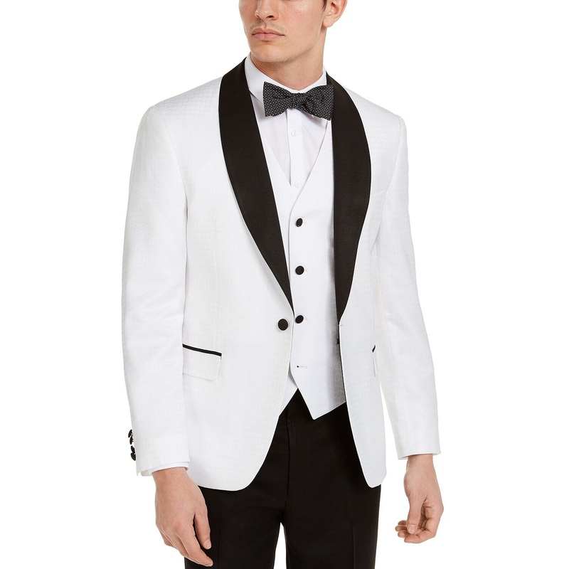 Alfani Men's Tuxedo Jacket 42L Slim-Fit White Medallion One Button