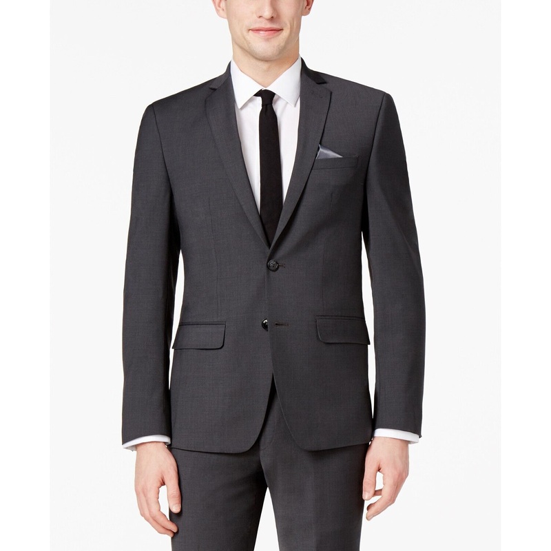 Bar III Men's Skinny Fit Stretch Wrinkle-Resistant Suit Jacket 40L Charcoal
