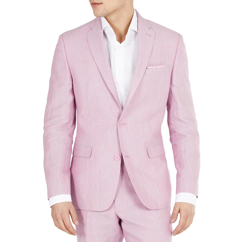 Bar III Men's Slim-Fit Lilac Linen Suit Jacket 42R Sport Coat Pink