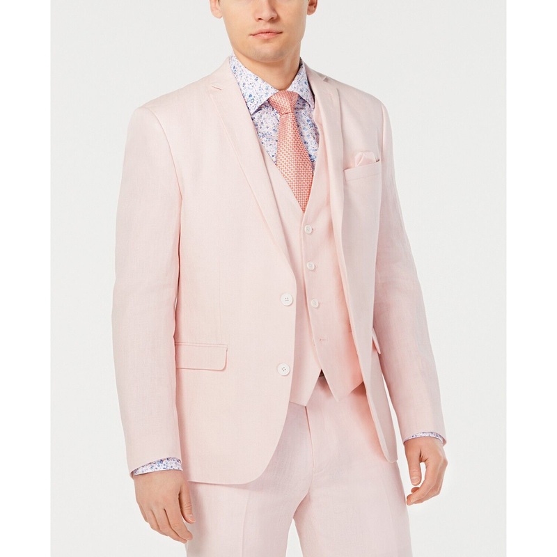 Bar III Men's Slim-Fit Linen Pink Sport Coat 38R Sport Coat