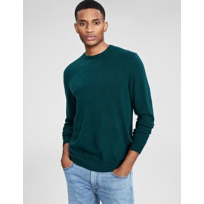 Club Room Men's Cashmere Crew Neck Sweater Cashmere Holly Green XL