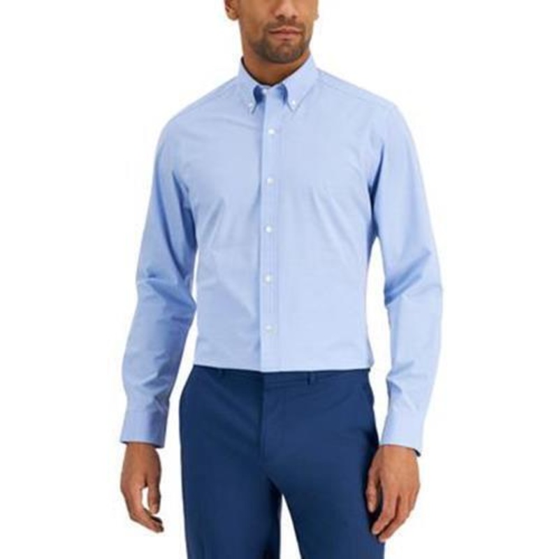 Club Room Men's Solid Button Down Dress Shirt Medium Blue Size Large