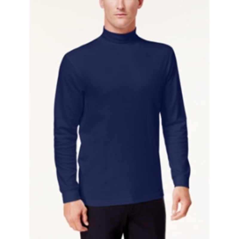 Club Room Men's Solid Mock-Neck Shirt Navy Blue Small