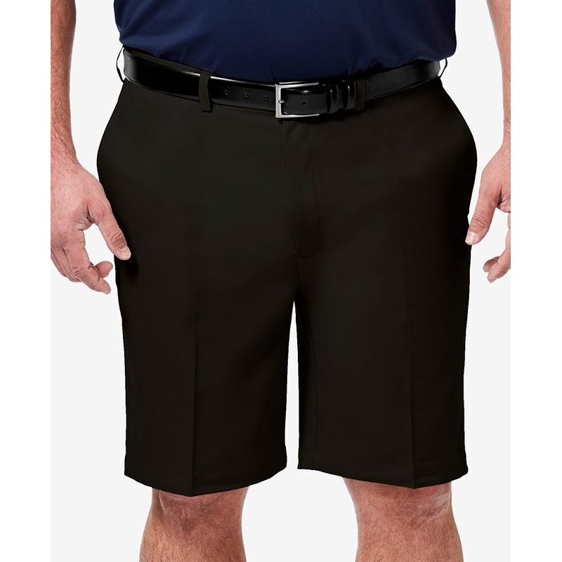 Haggar Men's Big & Tall Cool 18 Pro Flat Front Shorts Size 48 Black