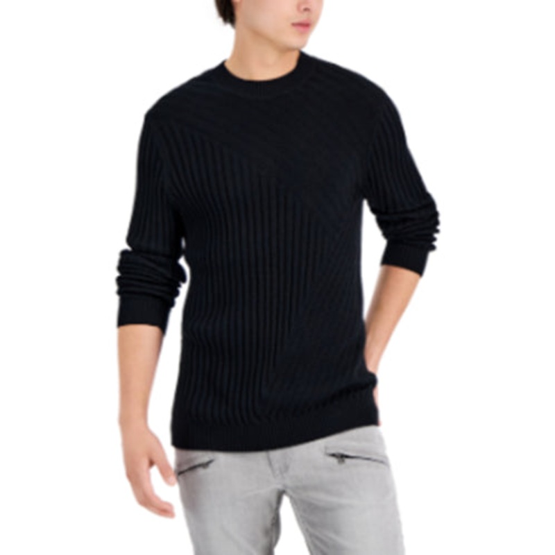 INC International Concepts Mens Tucker Crewneck Sweater Deep Black Small