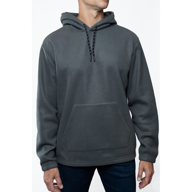 Lazer Men's Polar Fleece Pullover Hoodie Sweatshirt Grey Large