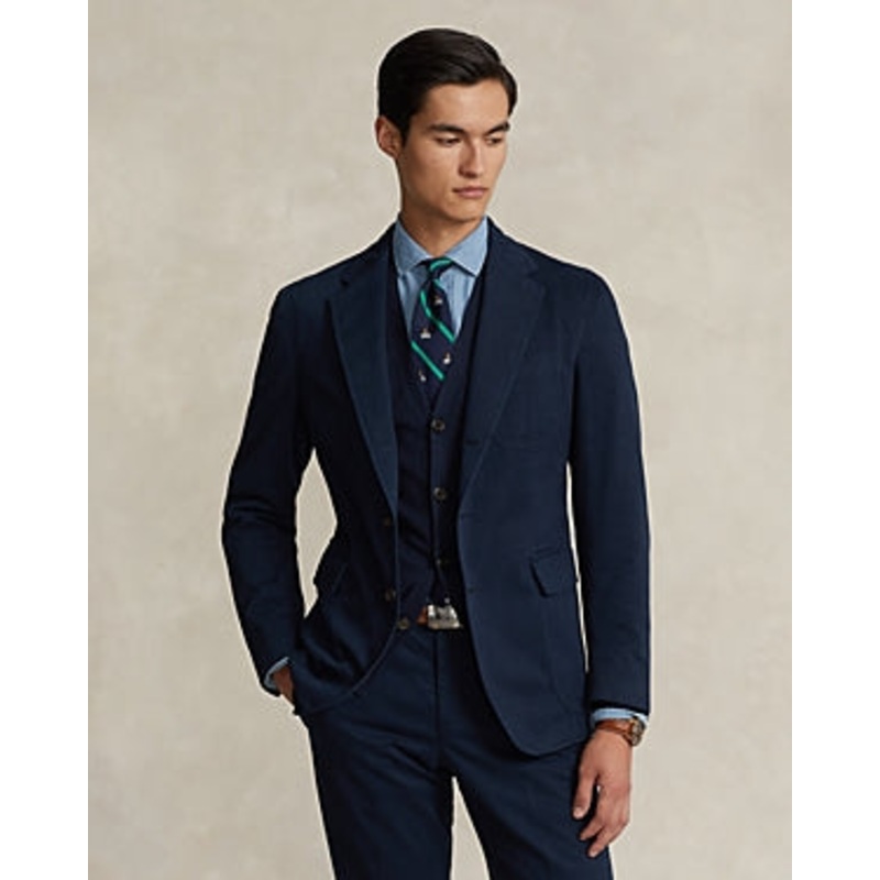 Polo Ralph Lauren Mens Garment Dyed Chino Trim Fit Suit Jacket Blue 38R