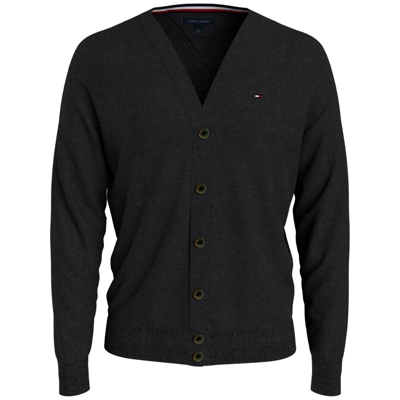 Tommy Hilfiger Mens Signature Cardigan Sweater Dark Sable XS