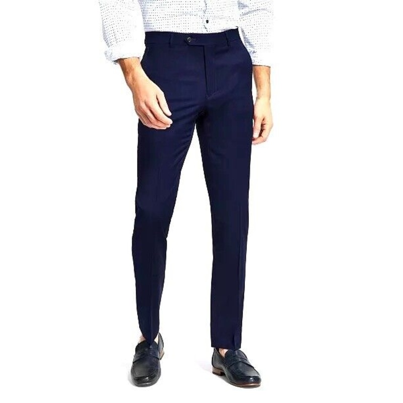 Tommy Hilfiger Modern-Fit Mens Flex Stretch Wool Dress Pants 40 x 30 Navy Blue