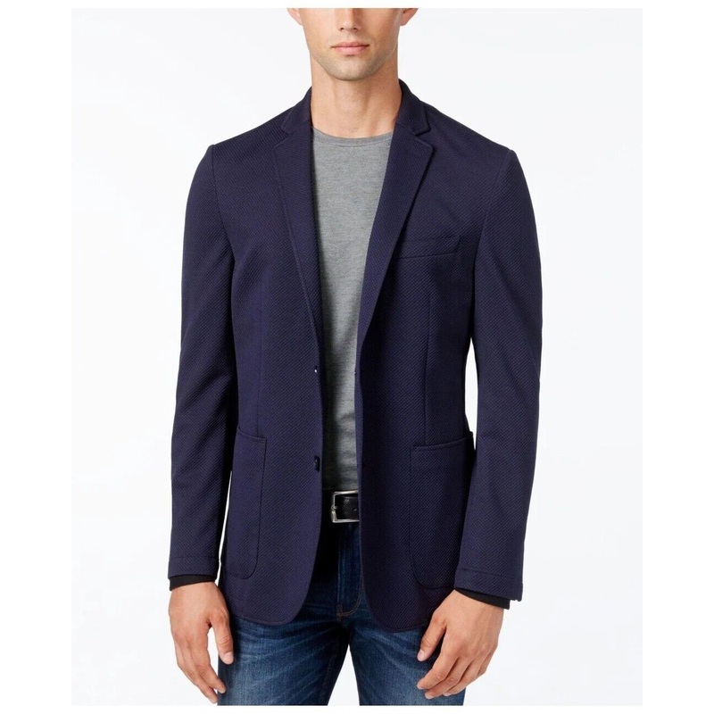 VINCE CAMUTO Men's Sport Coat Navy Blue 42R Slim-Fit Twill