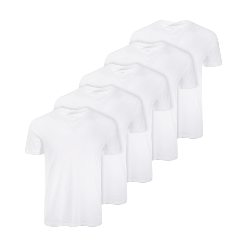 Alfani Men's 5 Pack Wicking Short Sleeve Under Shirts White Large