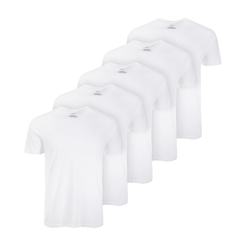 Alfani Men's 5 Pack Wicking Short Sleeve Under Shirts White Medium