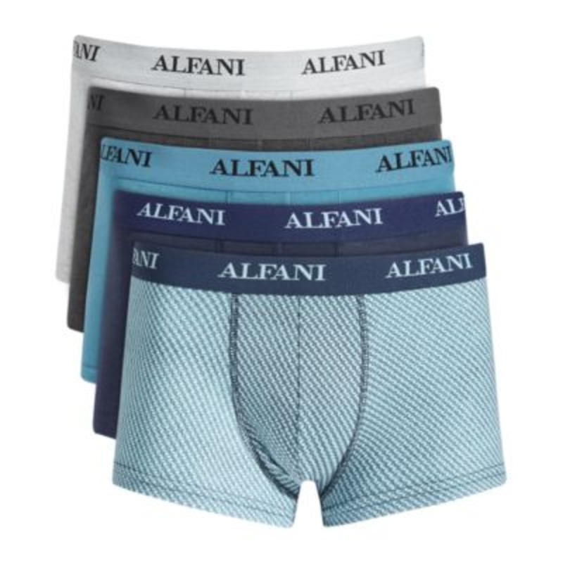 Alfani Mens 5 Pk Underwear Trunks Solid Stripe Blue Large