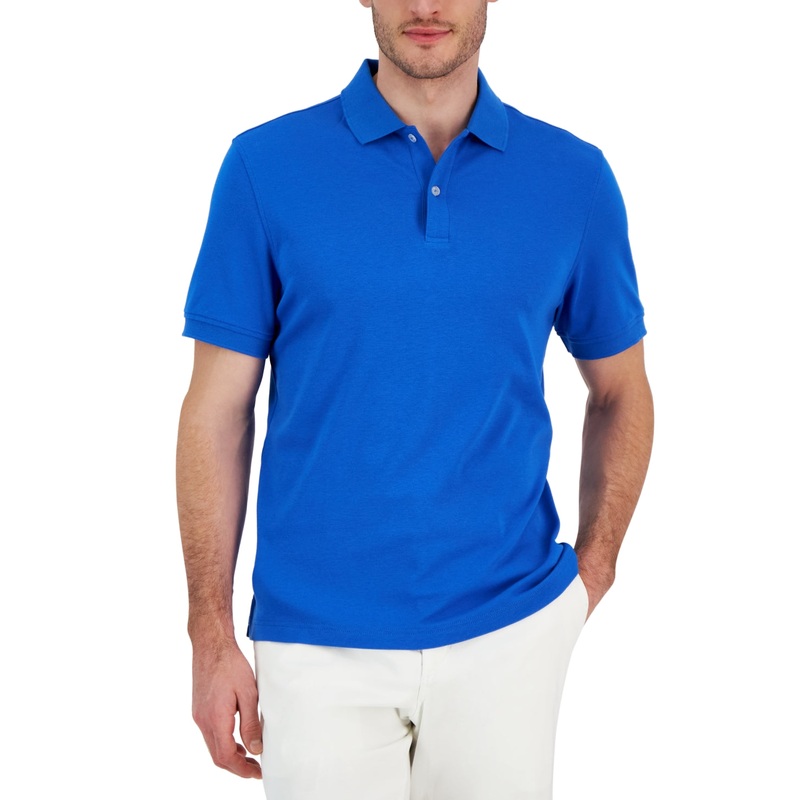 Club Room Seaport Blue Heather Short Sleeve Polo Shirt XXL 2XL