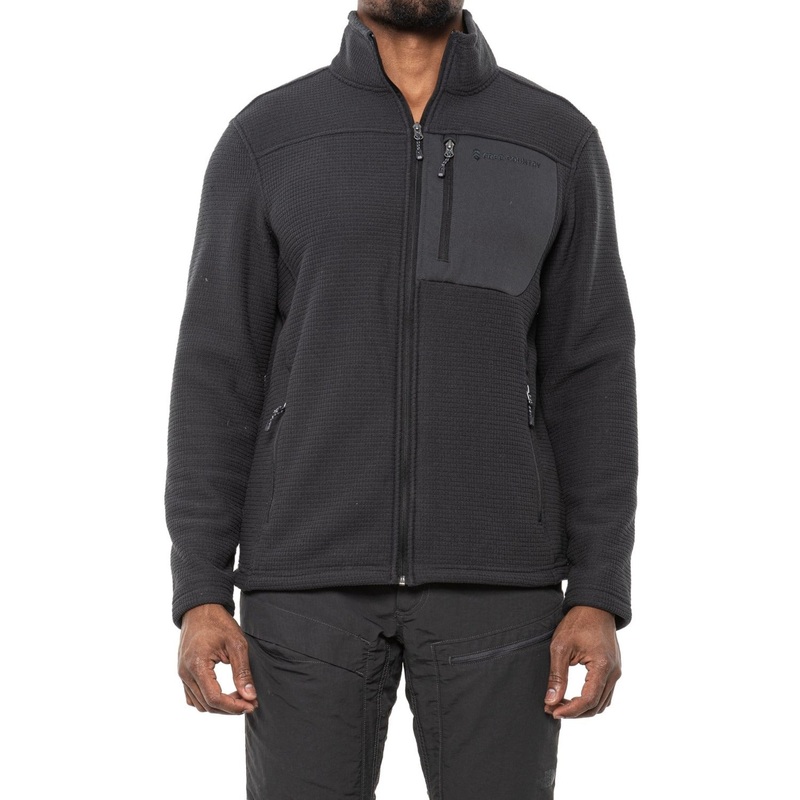 Free Country Mens Full-Zip Grid Fleece Jacket Medium Charcoal Grey