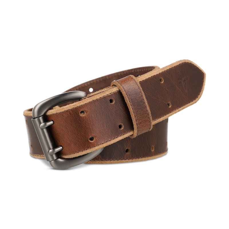 Frye Mens Double Hole Leather Belt Brown 30