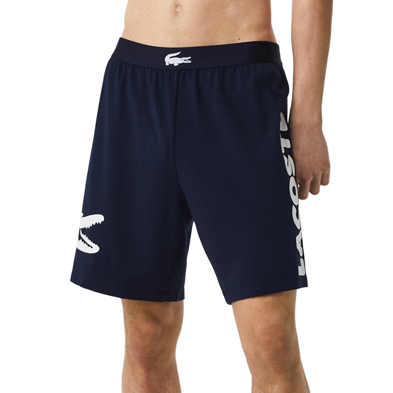 Lacoste Men's Knit Logo Lounge Pajama Shorts Navy Blue Medium