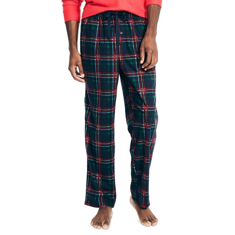 Nautica Men's Classic Fit Plaid Cozy Fleece Pajama Pants Maritime Blue XL
