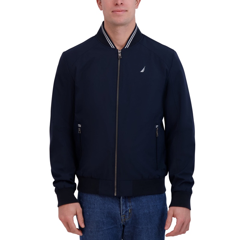 Nautica Men's Full Zip Bomber Jacket Large Navy Blue