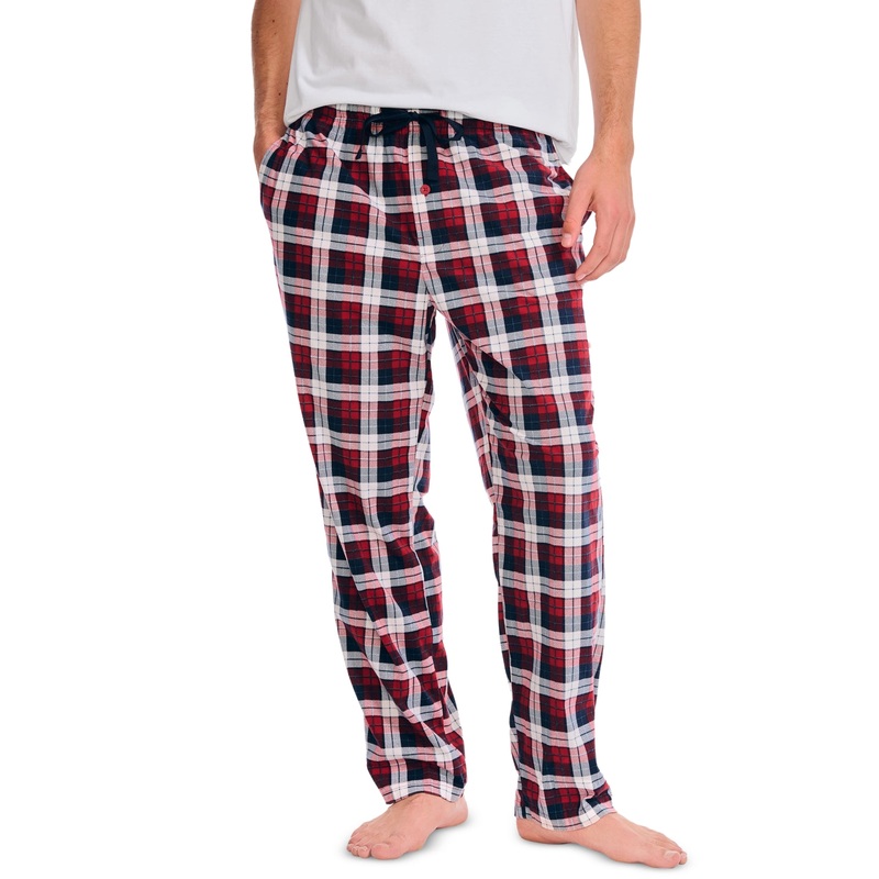 Nautica Mens Classic Fit Plaid Fleece Pajama Pants  Rio Red Large